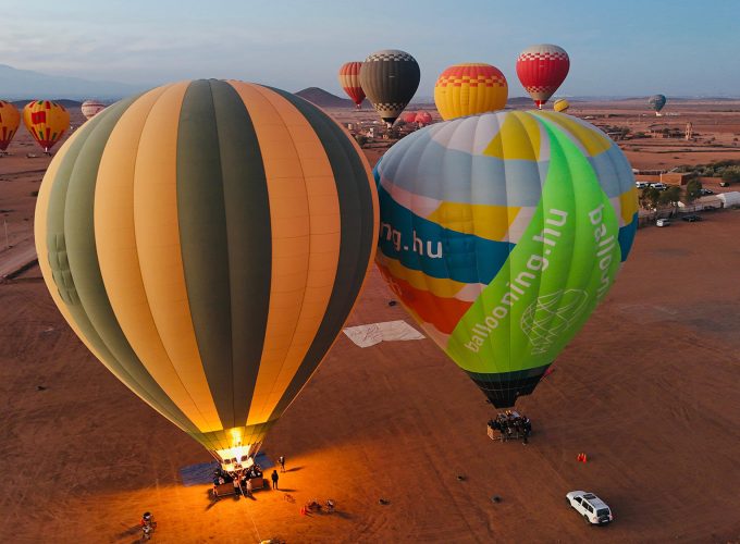 Hot air balloon flight and breakfast on a rooftop