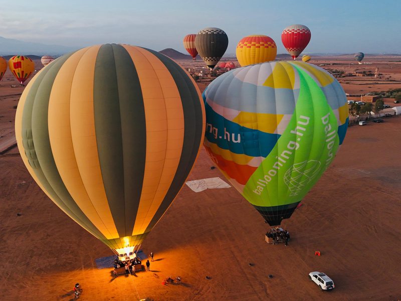 Hot air balloon flight and breakfast on a rooftop