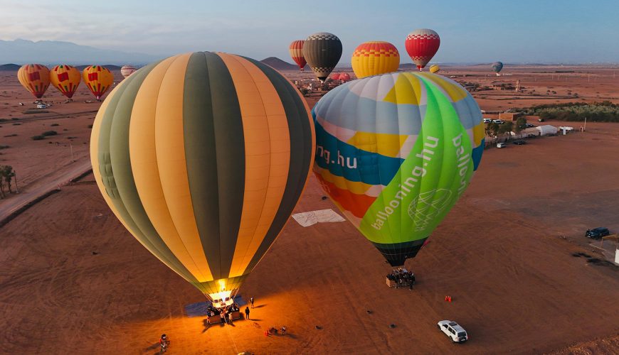 Hot air balloon flight and breakfast on a rooftop
